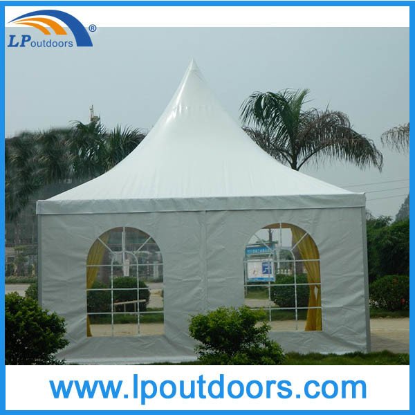 5X5米白色PVC尖顶帐篷 带可视窗户